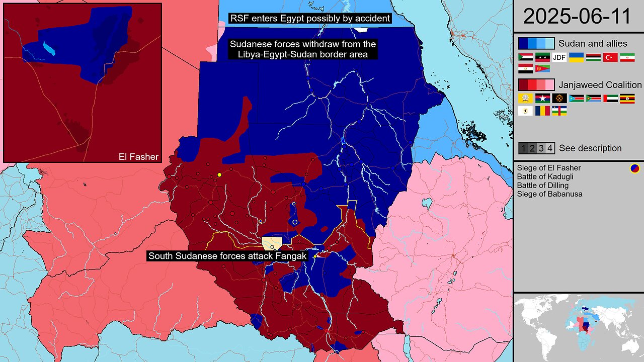 34: RSF enters Sudan and Egypt from Libya