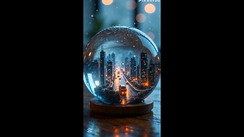 A Tiny Futuristic City Inside a Crystal Ball 🌧️✨