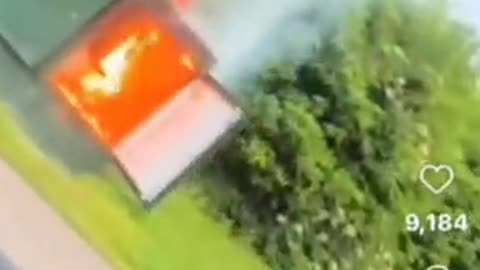 5G tower burned. Or burning