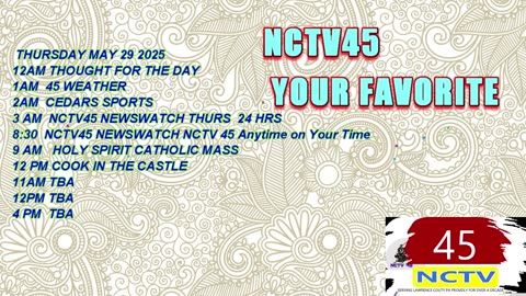NCTV45 VIEWERS GUIDE MAY 25 THRU MAY 31 2025