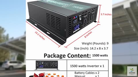 WZRELB 1500W 24V Dc to 120V AC Pure Sine Wave Solar Inverter Off Grid Power Inve
