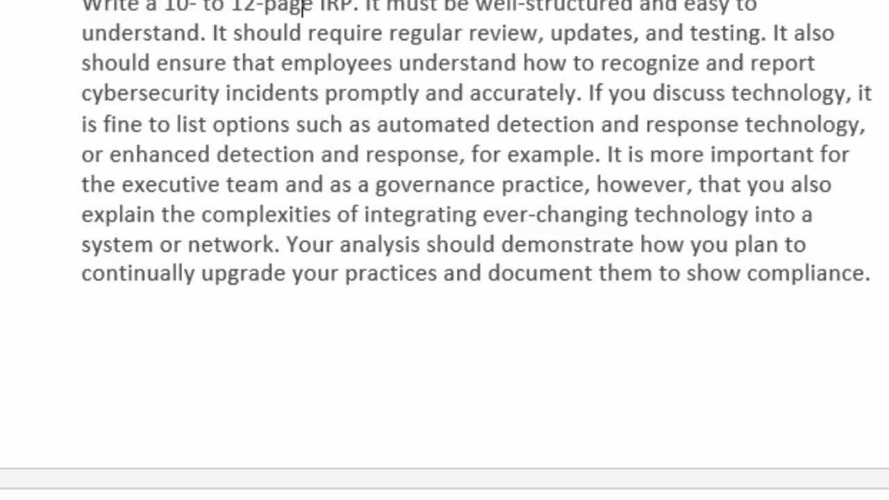 Unit 3 Assignment: Design an Incident-Response Plan - CMAP 635 9081 Cybersecurity Governance (2258)