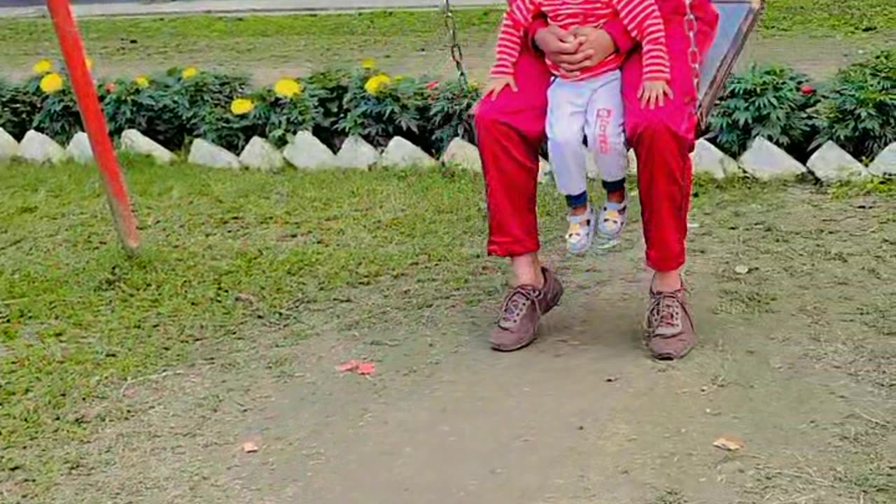 Father and son playng