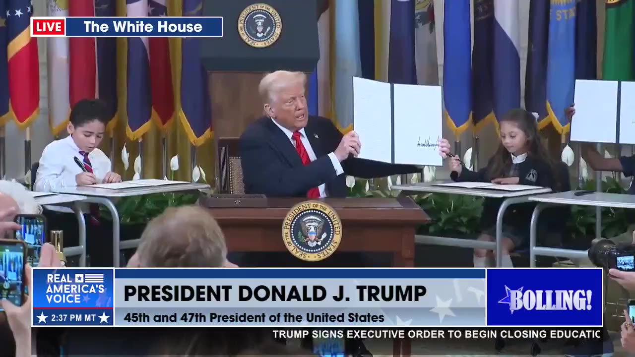 President Donald Trump signs Executive Order to end the Department of Education.