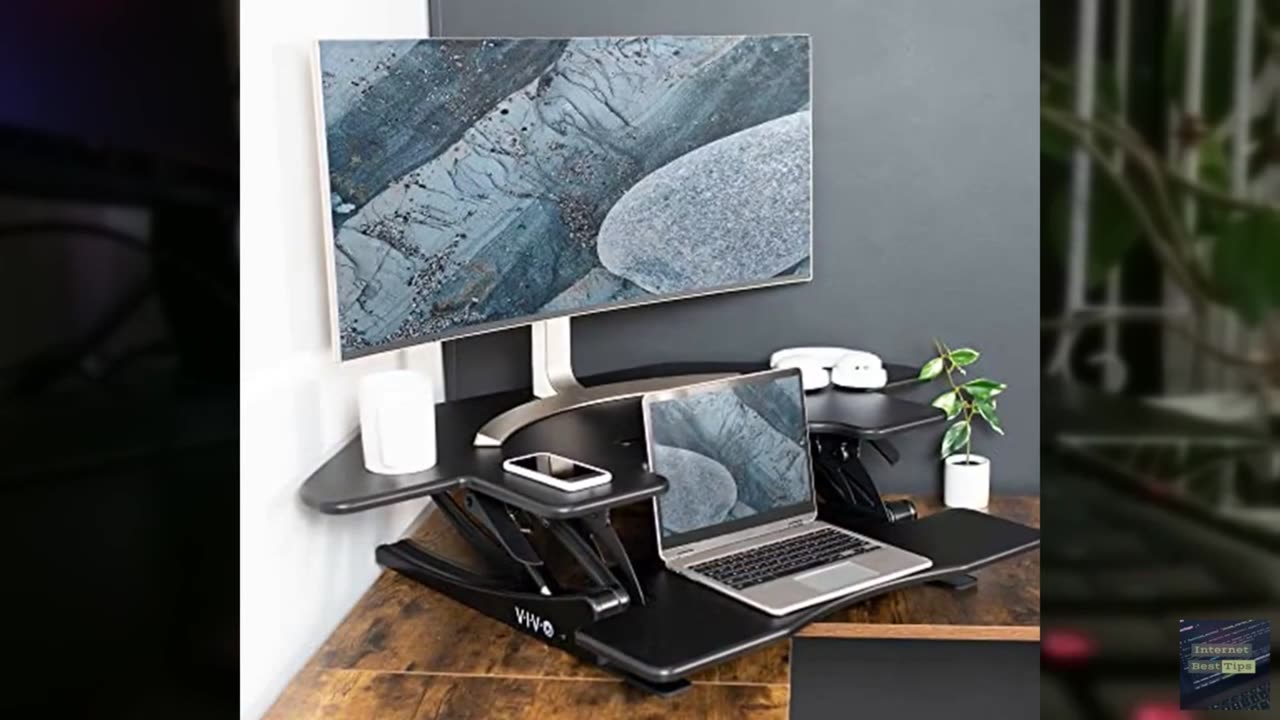 VIVO 43 inch Corner Height Adjustable Cubicle Stand Up Desk Converter, V Series,