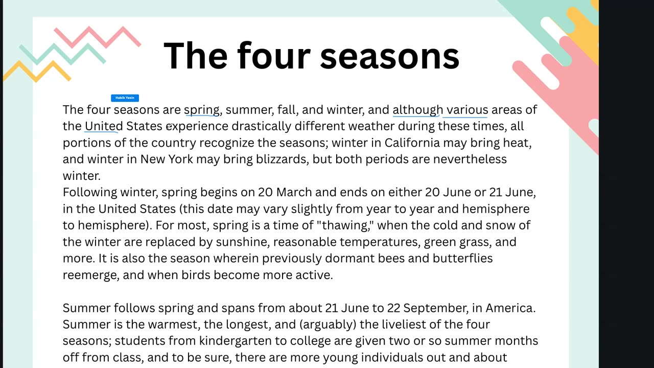 Weather and seasons Class (8)
