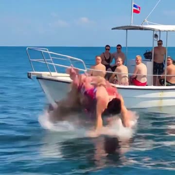 Lady Sinks Boat By Jumping Off - Funny Video