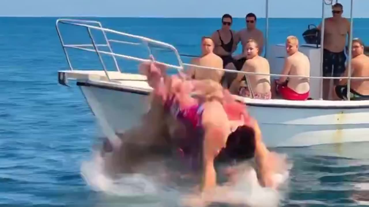 Lady Sinks Boat By Jumping Off - Funny Video