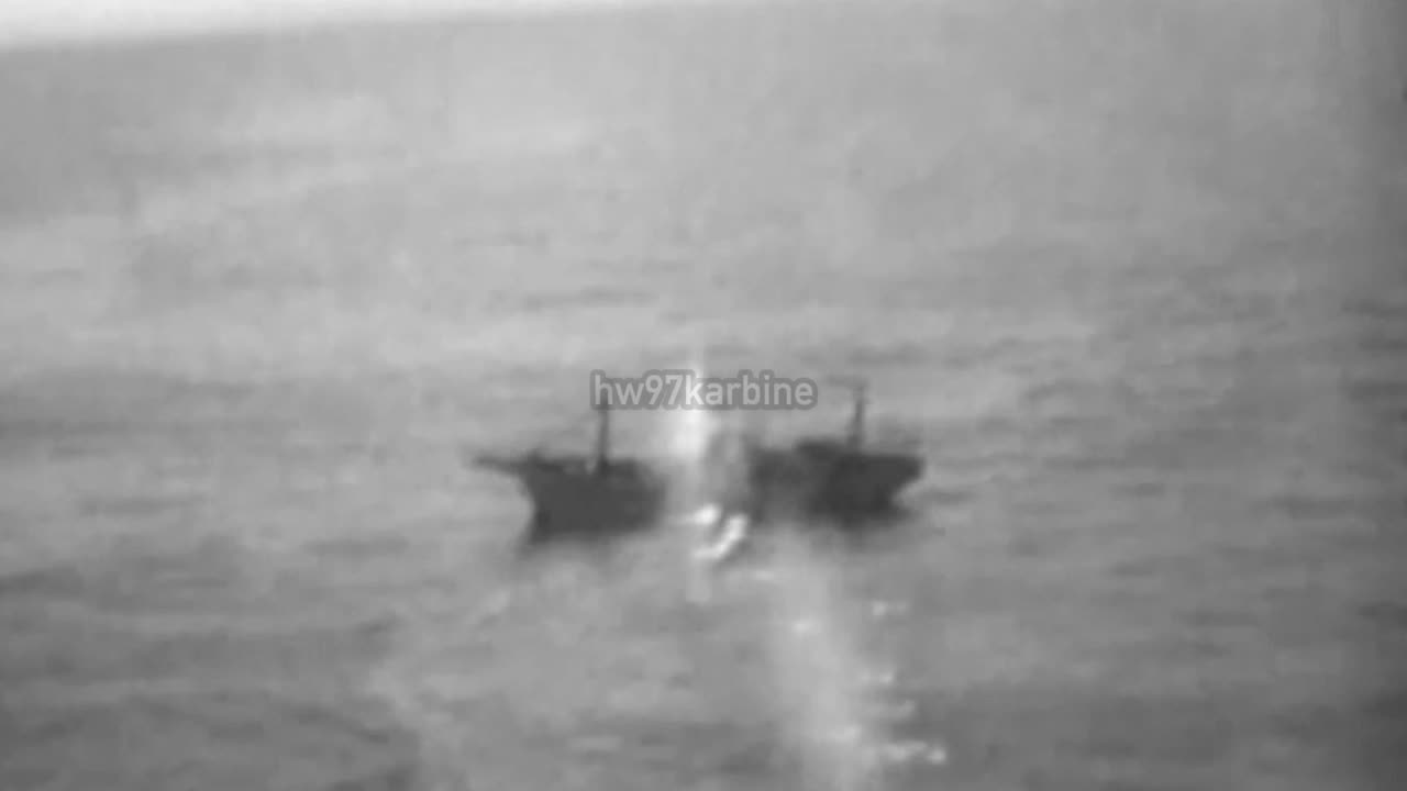 US Navy patrol aircraft strafing Japanese shipping in the Yangtze river in July 1945