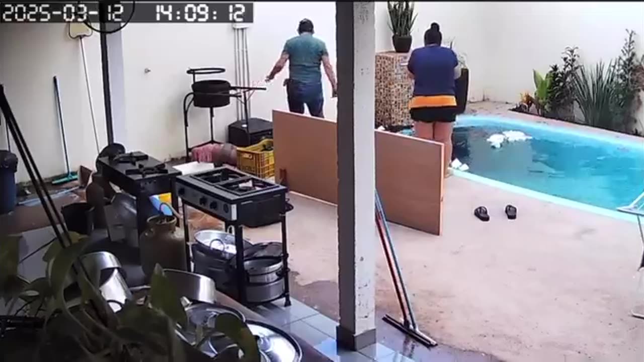 Handyman's Stumble Causes Swimming Pool Chaos