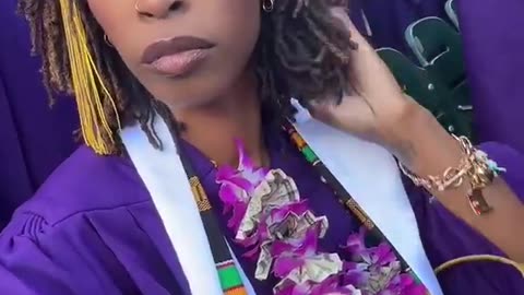 She will not stand for the National Anthem, while refusing to stand for it at her own graduation.