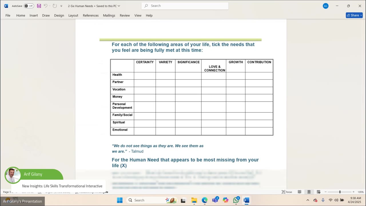 New Insights: Life Skills Transformational Interactive 2