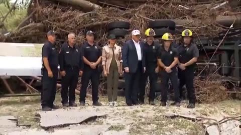 President Trump and First Lady Melania Trump thank local firefighters for their heroic efforts