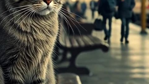 A Cat at railway station
