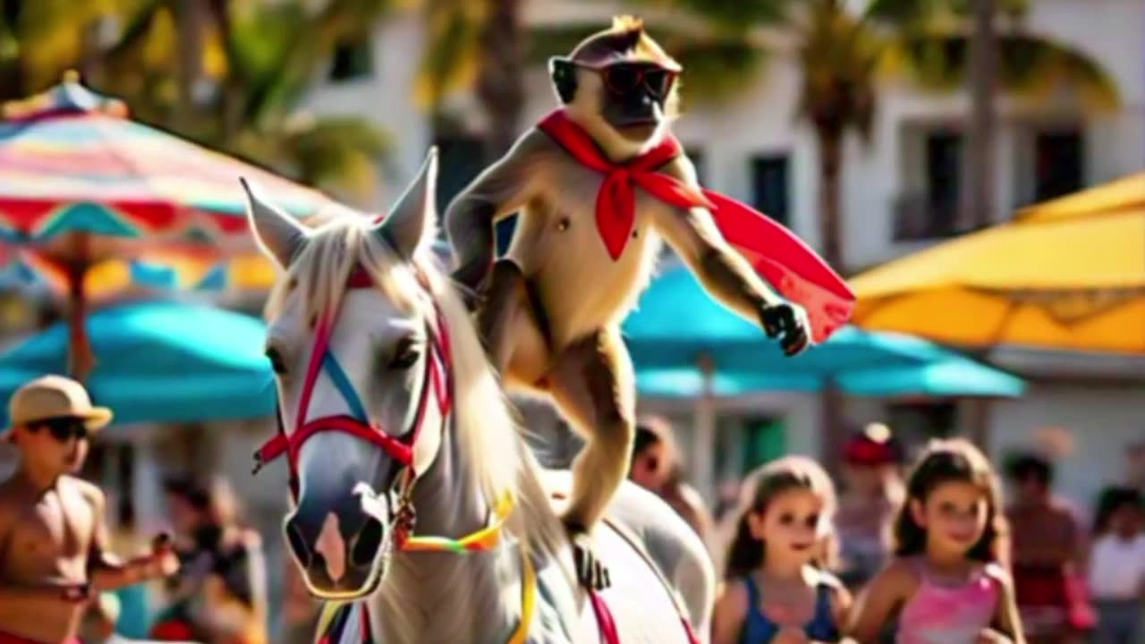 Horse 🐴 and monkey 🐒 friendship at beach side 😁