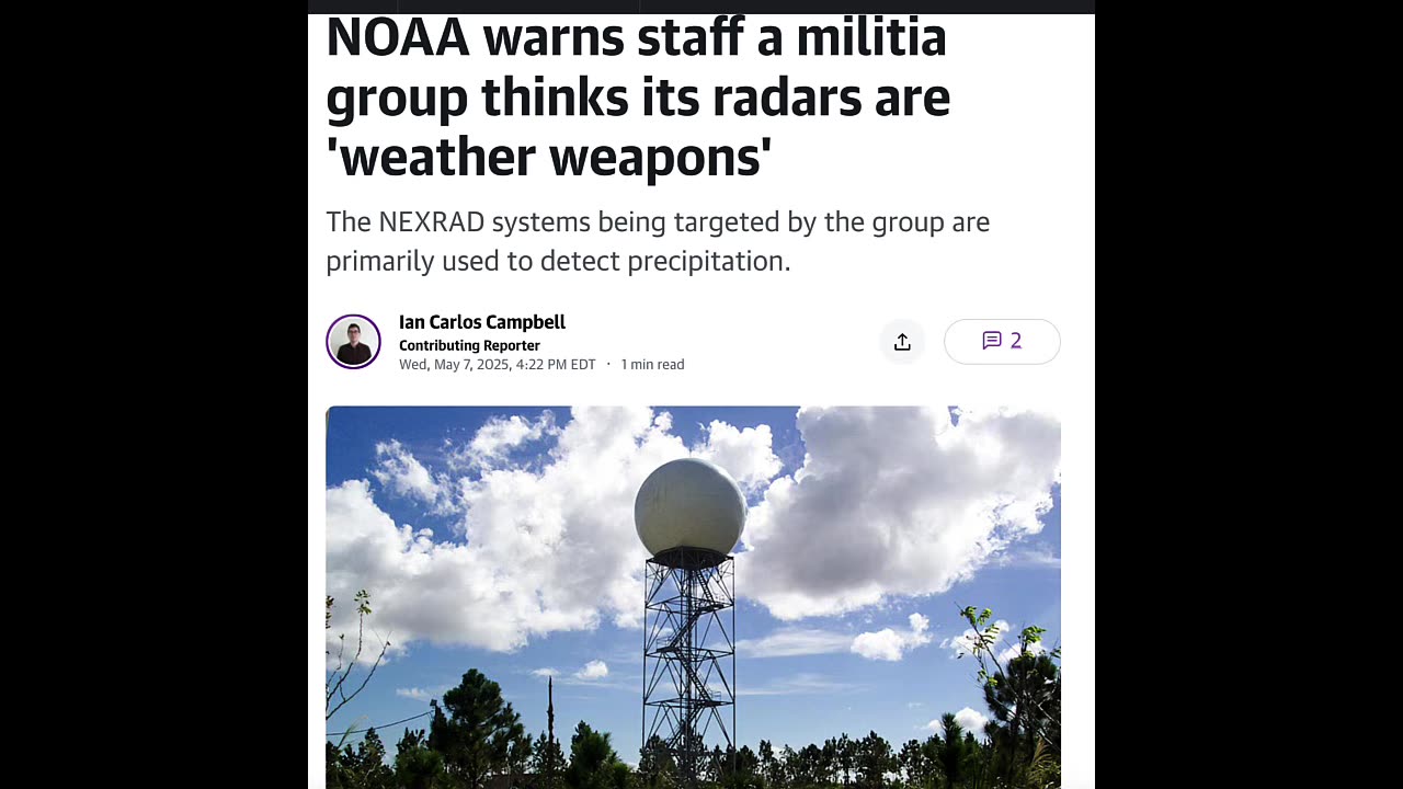 "MILITARIZED CONSPIRACY THEORY GROUP TARGETING RADAR TOWERS OVER BELIEF THEY ARE WEATHER WEAPONS!"