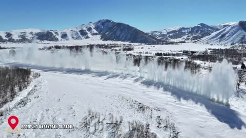 Snow blasting in Kazakhstan they undermine the ice on the rivers