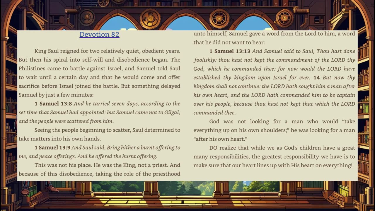 Devotion 2-82 Do make sure that your heart lines up with His heart on everything! Being sick stinks!