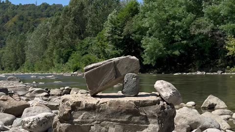 Attempt at Gravity-Defying Rock Stack Comes Tumbling Down