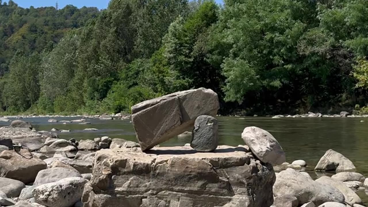 Attempt at Gravity-Defying Rock Stack Comes Tumbling Down