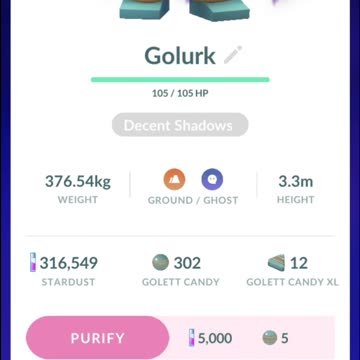 Pokemon Go Evolution - Shadow Golett ➡️ Golurk