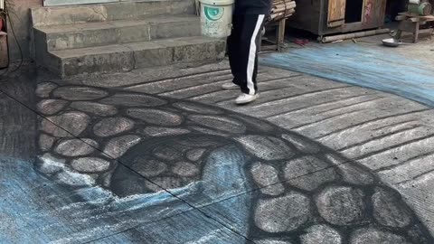 3D painting bridge over the road