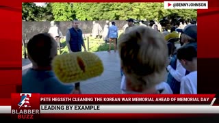 Pete Hegseth Cleaning The Korean War Memorial Ahead Of Memorial Day