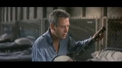 Paul Newman as Cool hand Luke playing Plastic Jesus on the Banjo 1967