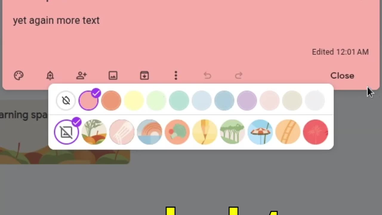 Background Options in Google Keep