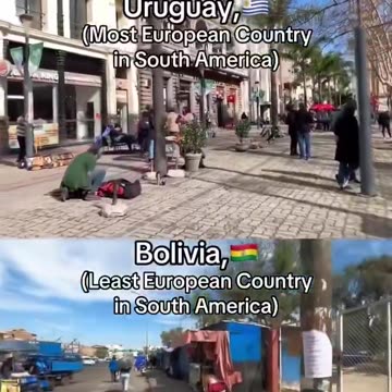 The most EUROPEAN country in South America .. vs the LEAST European country in South America