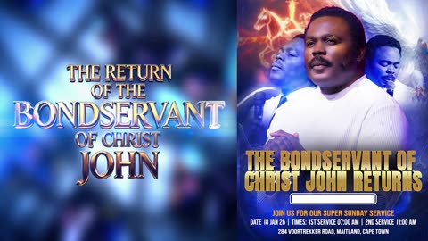 The Bondservant of Christ John will be ministering this coming Sunday.