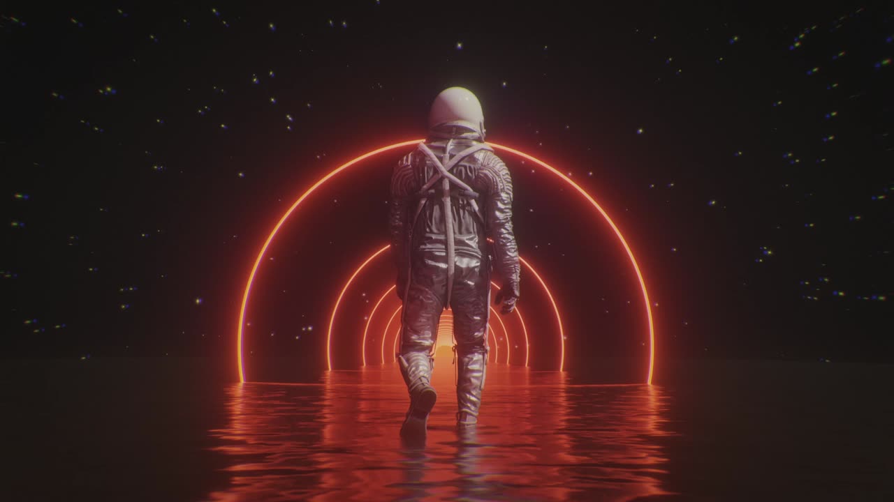 Neon Orange In Blackness of Space