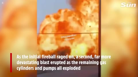 Terrifying moment petrol station erupts in huge explosion killing four