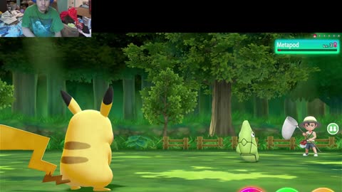 Carson gaming play Pokémon let go Pikachu