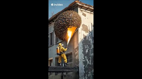 When the hive is bigger than the house 😳🔥 Would you dare take this job? 🐝💥