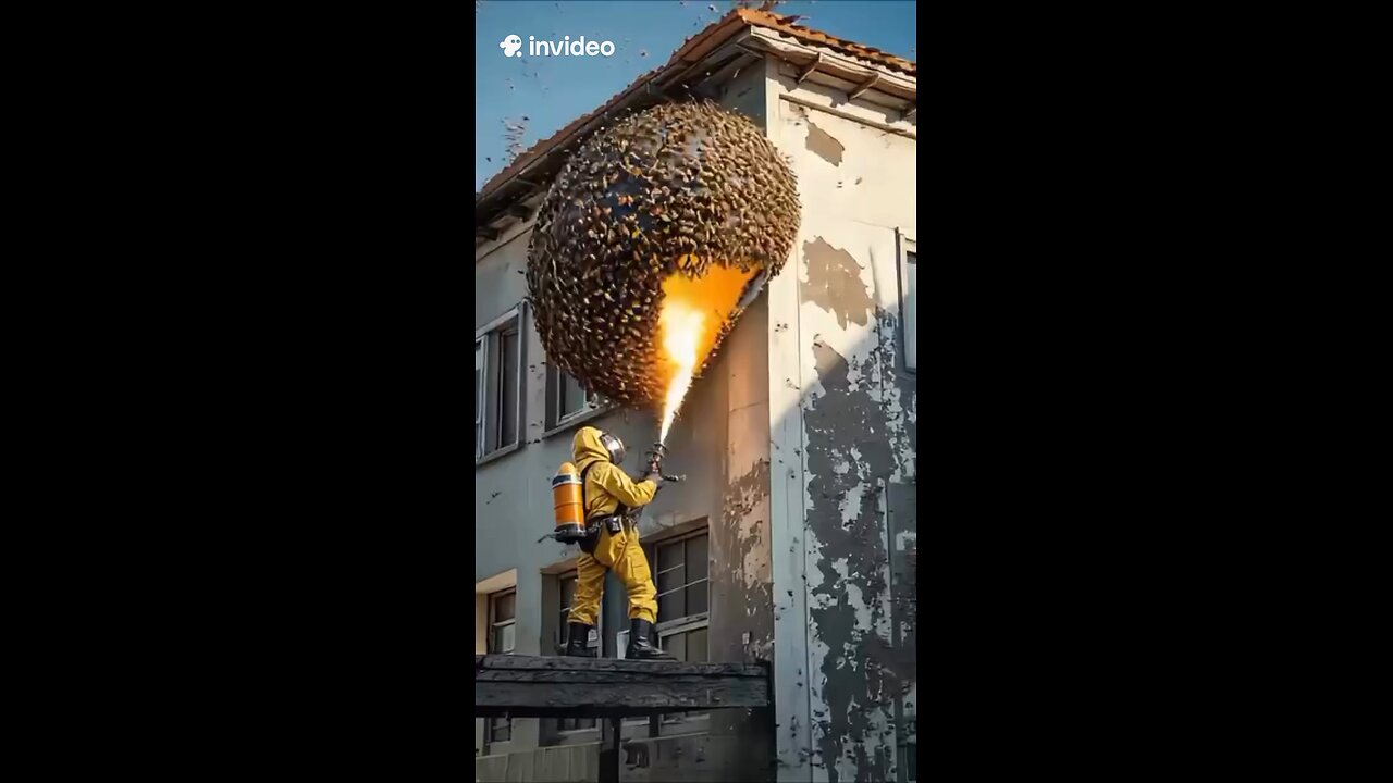 When the hive is bigger than the house 😳🔥 Would you dare take this job? 🐝💥