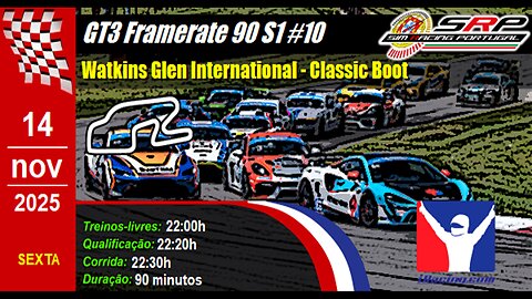 🇵🇹 [iRacing Live] 🇵🇹 GT3 Framerate 90 S1 @ Watkins Glen International - Classic Boot