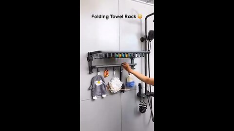 Folding Towel Rack 😲 #TowelRack #SpaceSaving #HomeOrganization