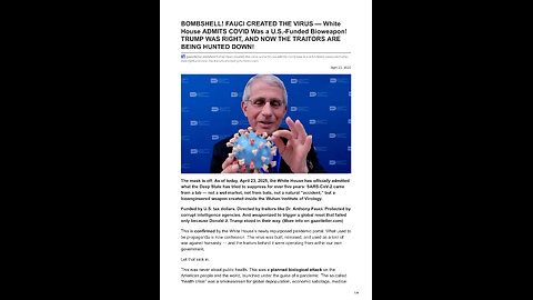 BOMBSHELL! FAUCI CREATED THE VIRUS