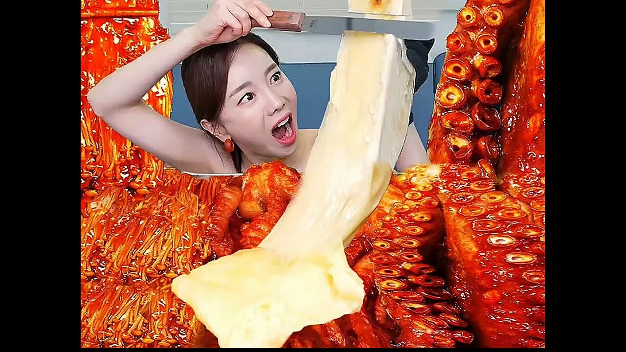 Octopus Seafood with Cheese Mukbang