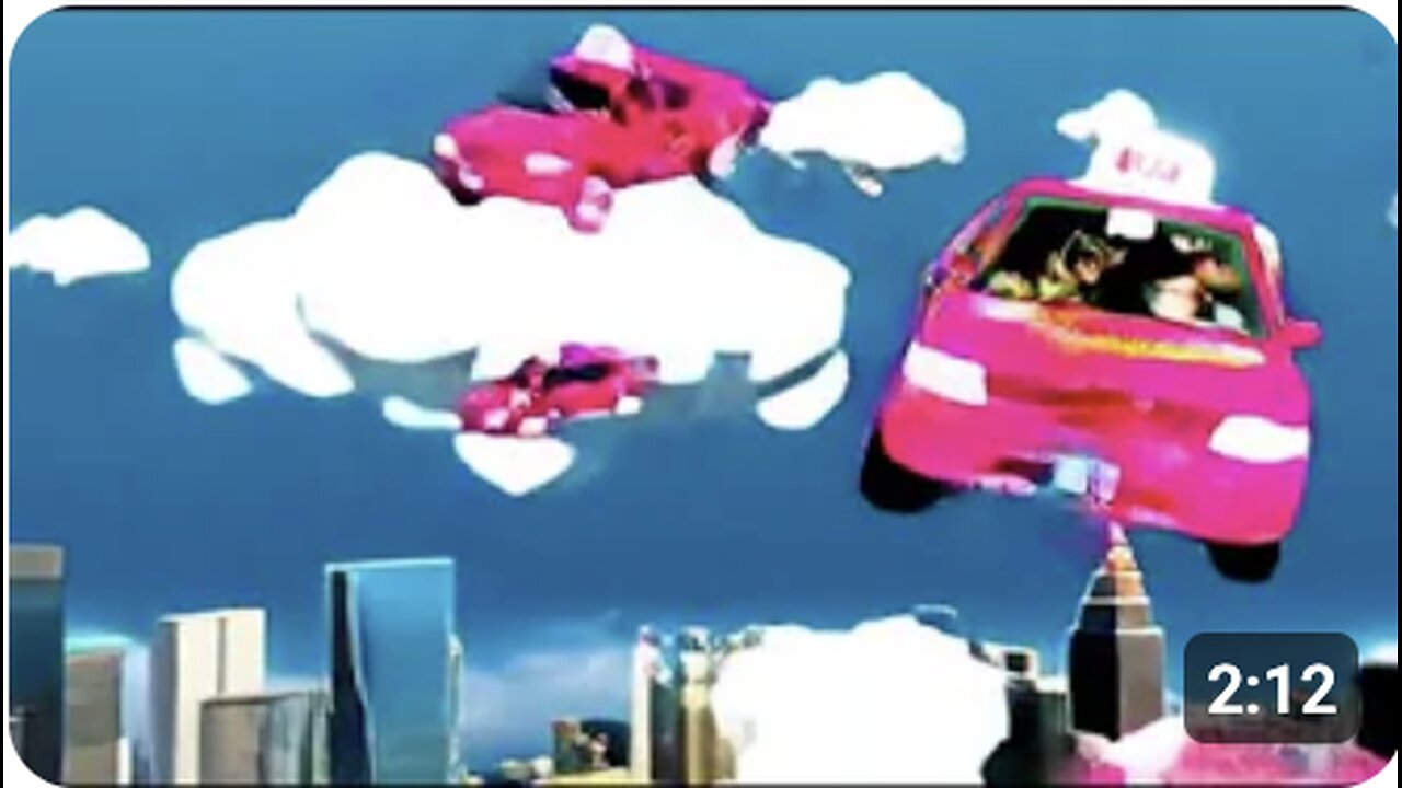 Pink Taxi flying [Music]