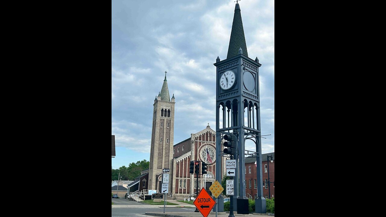 Clock Tower Of Church and Town Center_Westfield MA
