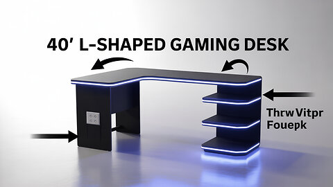 40" L-Shaped Gaming Desk with LED Lights & Power Outlet – 3-Tier Storage,#amazon #amazon finds