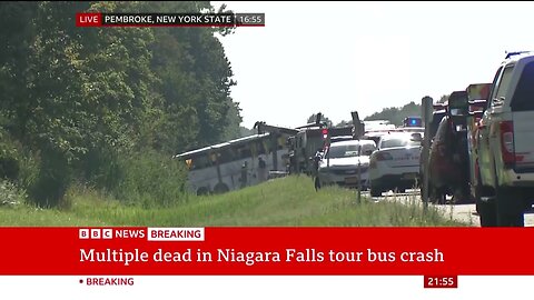 Multiple people dead and several trapped after Niagara Falls bus crash | BBC News