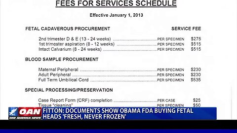 The FDA were buying baby skulls during the Obama administration for $550 per skull.