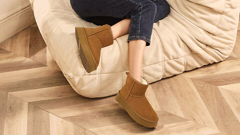 Luxury Mini Platform Winter Boots | Genuine Leather, Fuzzy Warmth & Chic Style