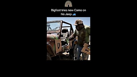 Bigfoot tries camo on his Jeep