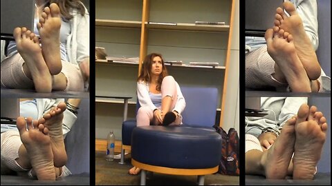 Film 180 - Candid Girl Feet, College Freshman Library Footplay - Full 7 Min Vid Available