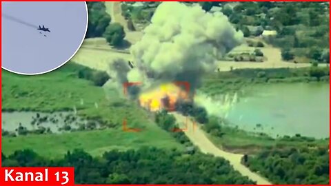 Ukrainian MiG-29 fighter jet strikes a crossing used by Russian army in Zaporizhzhia
