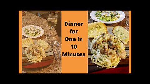 Shrimp Alfredo for one recipe.